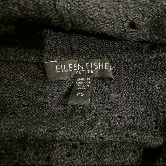 Eileen Fisher | Waterfall Open Cardigan Cotton Charcoal Size Petite Small - Picture 3 of 5